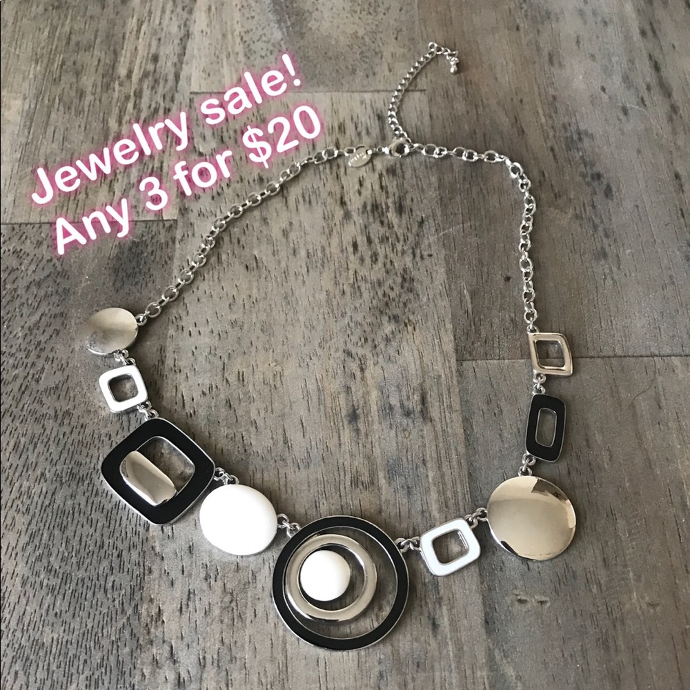 Black, white and silver necklace